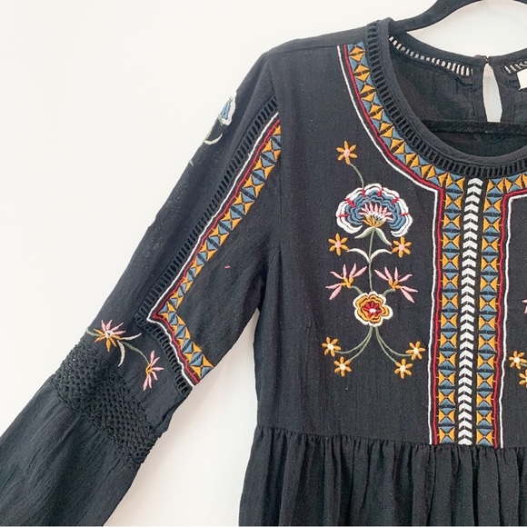 WORLD MARKET | Black Embroidered Dress Size M - Picture 2 of 6